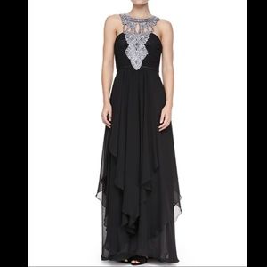 Sue Wong Chiffon Jewelry Neck Dress